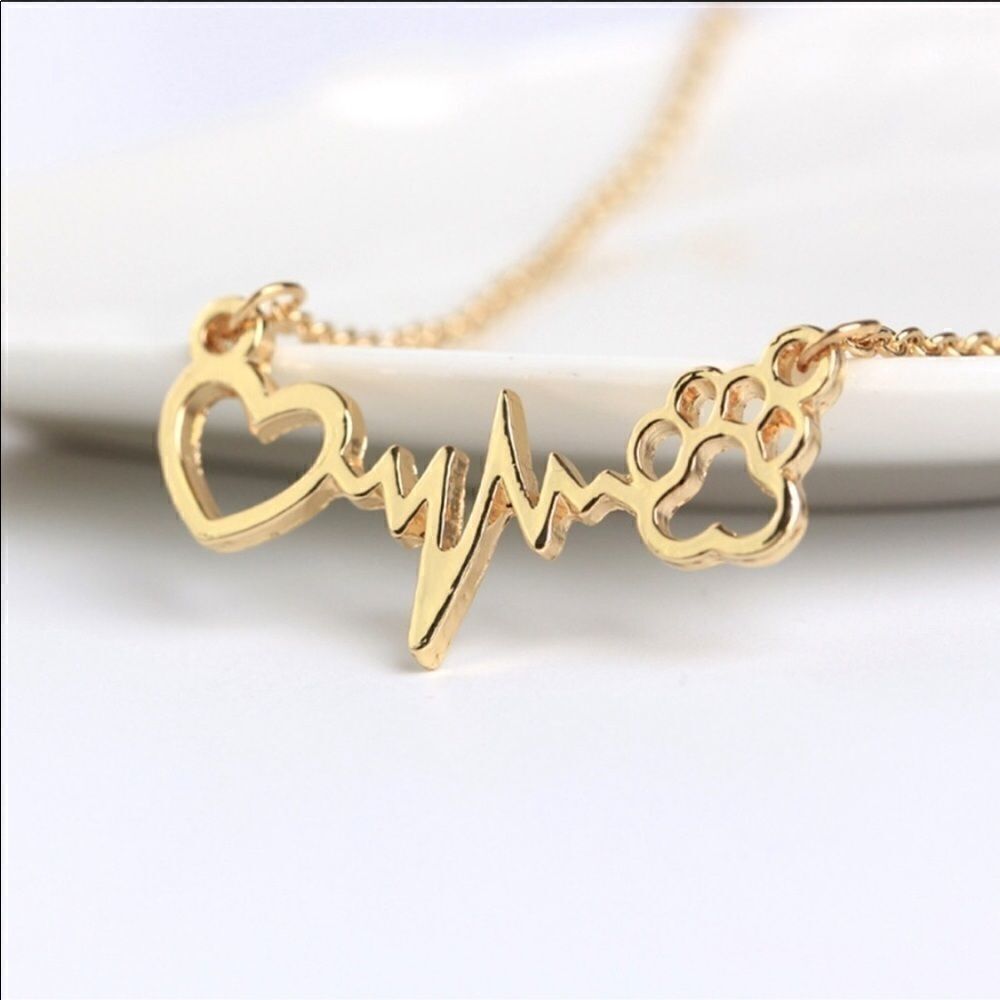 Necklace Paw Print linked toyour Heart heartbeats